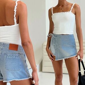 Princess Polly Bowden Skort light wash denim